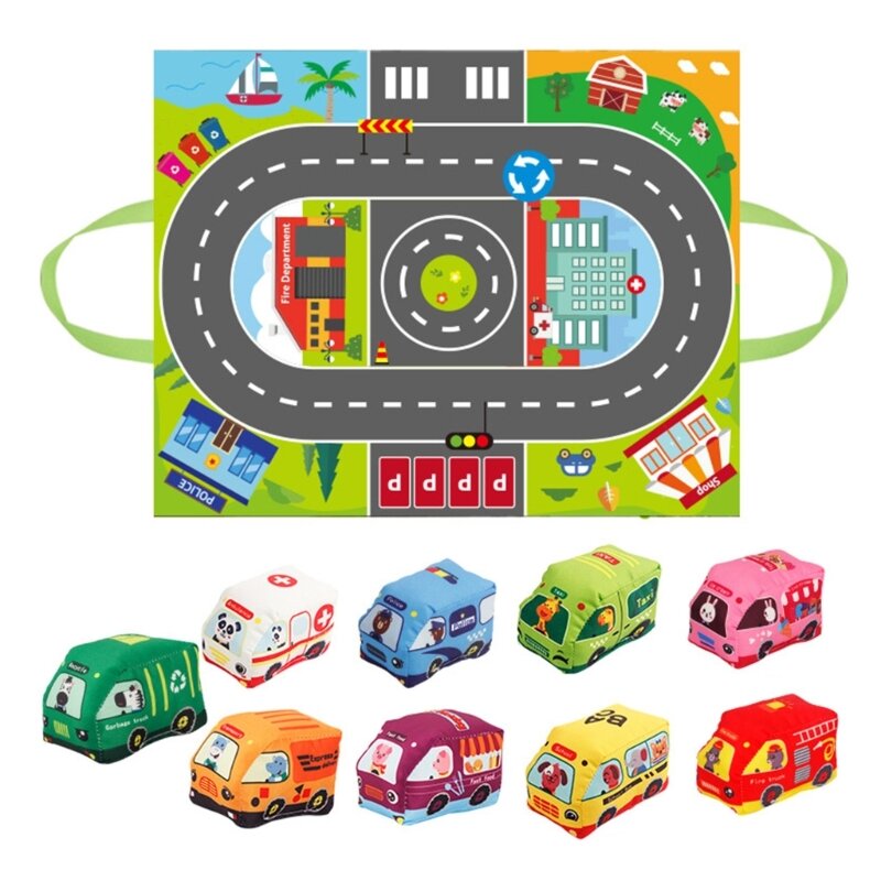 لعبة سيارة للأطفال الصغار مزودة بورق صوتي وحقيبة تخزين قابلة للطي ومركبة بناء