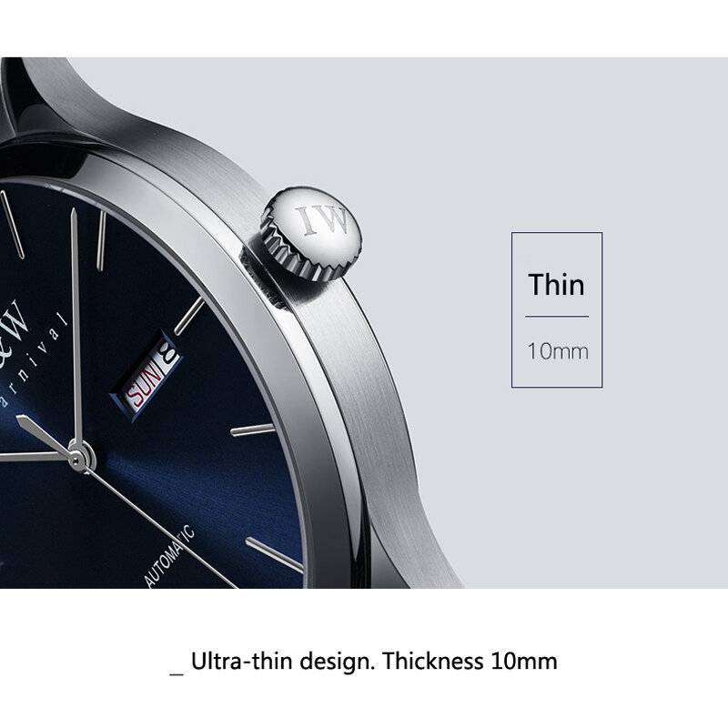 ساعة ميكانيكية أوتوماتيكية للرجال من MIYOTA مع تقويم ، ساعة يد من الفولاذ المقاوم للصدأ ، ساعات رجالية ، IW جديدة