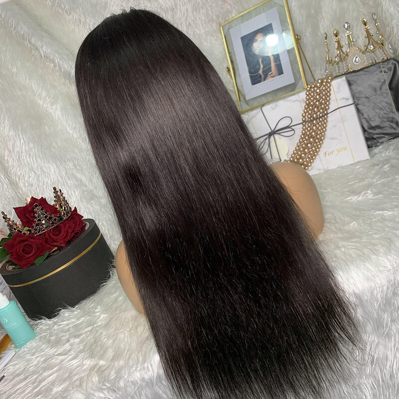 باروكات شعر بشري برازيلي بشريط أمامي شفاف 360 باروكات شعر مستقيم بدون أصماغ باروكة بشريط أمامي عالي الجودة للنساء ذوات البشرة السمراء