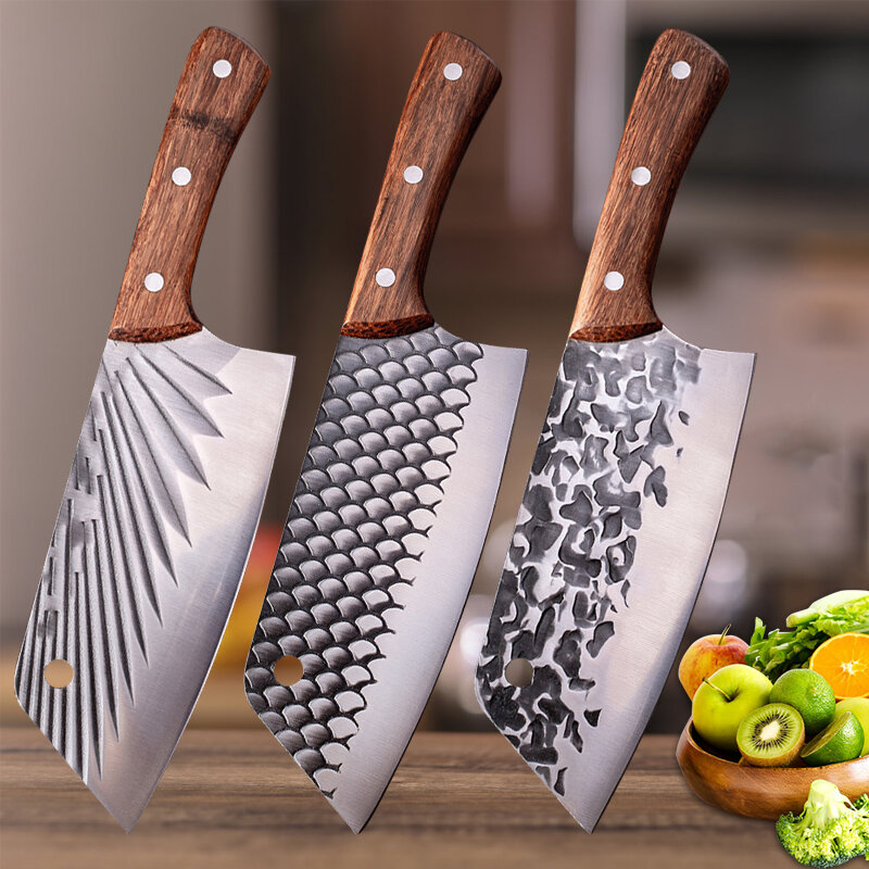 المهنية الصينية سكينة مطبخ للطهاة مجموعة اللحوم الأسماك تقطيع قطاعة الخضراوات اليد مزورة الفولاذ المقاوم للصدأ جزار الساطور سكين