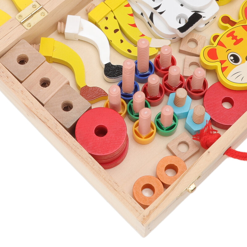 صندوق الأدوات الخشبية اللعب DIY بها بنفسك التظاهر اللعب صنعة لغز لعبة البناء مونتيسوري التعليمية لعبة هدية للأطفال