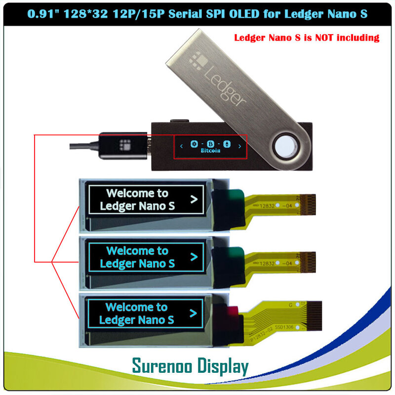 لوحة وحدة عرض OLED التسلسلية SPI PMOLED لدفتر الأستاذ Nano S 0.91 "12832 128*32 12Pin 12P 15Pin 15P SSD1306