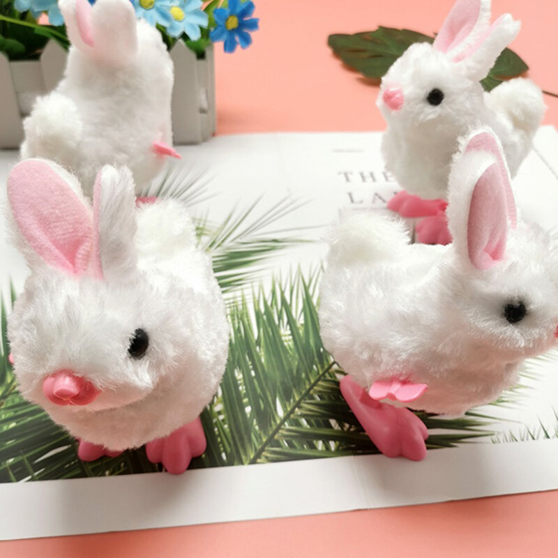 لعبة أرنب أبيض للأطفال ، أرنب قطيفة لطيف ، القفز بالساعة ، لعبة تعليمية وتفاعلية ، هدية عيد ميلاد ، هدية عيد الفصح