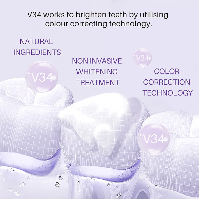 5 قطعة V34 سلسلة الأسنان تنظيف موس تبييض الأسنان معجون الأسنان نظيفة الأسنان الطازجة التنفس معجون الأسنان تنظيف الأسنان البيضاء المنتج