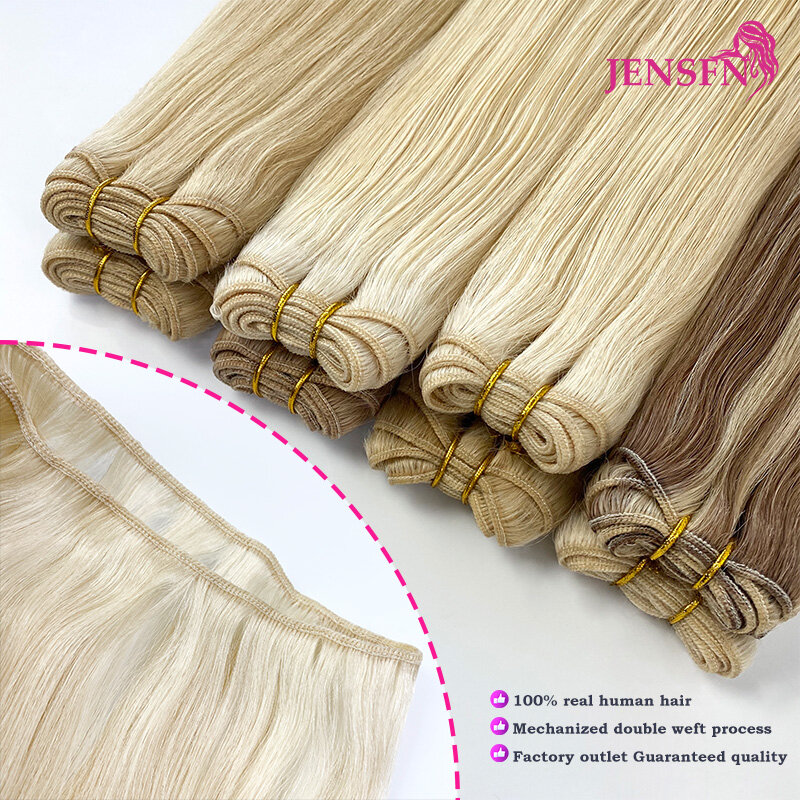 JENSFN-حزم لحمة شعر بشري مستقيم للصالون ، وصلات شعر مجعد طبيعي حقيقي ، لحمة مزدوجة ، حلاقة اروبية