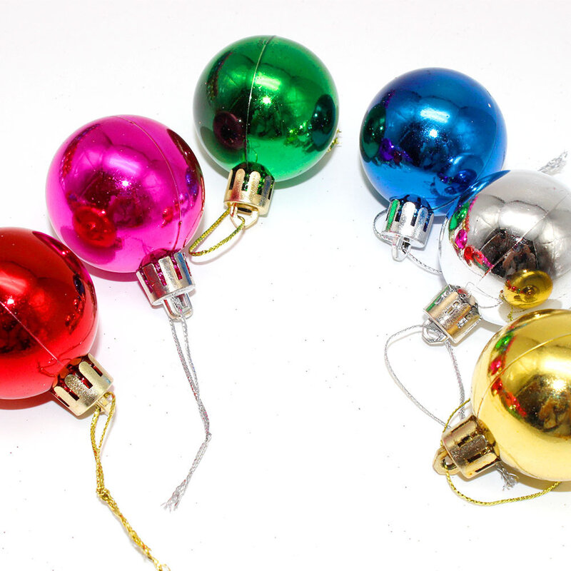 الملونة الكرة عيد الميلاد حلية مجموعة ، شجرة الديكور قلادة ، هدايا السنة الجديدة ، 3 سنتيمتر ، 4 سنتيمتر ، 5 سنتيمتر ، 6 سنتيمتر ، 7 سنتيمتر