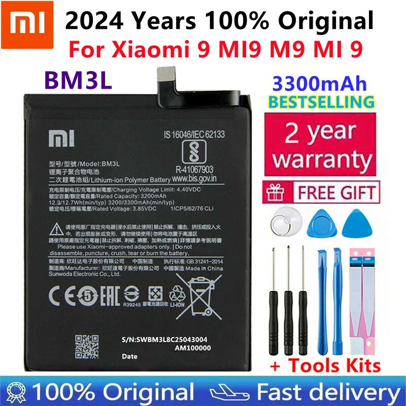 بطارية بديلة أصلية لعام 100% لـ Xiao mi 9 MI9 M9 mi 9 BM3L بطارية هاتف أصلية 3300mAh مع أدوات