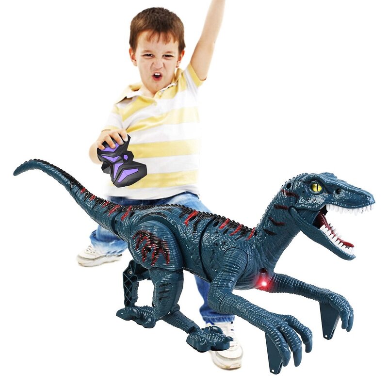 RC ديناصور ألعاب روبوتية للأطفال التحكم عن بعد ديناصور بنين لعب كبيرة المشي فيلوسيرابتور على قيد الحياة ديناصور حقيقي مع صوت خفيف
