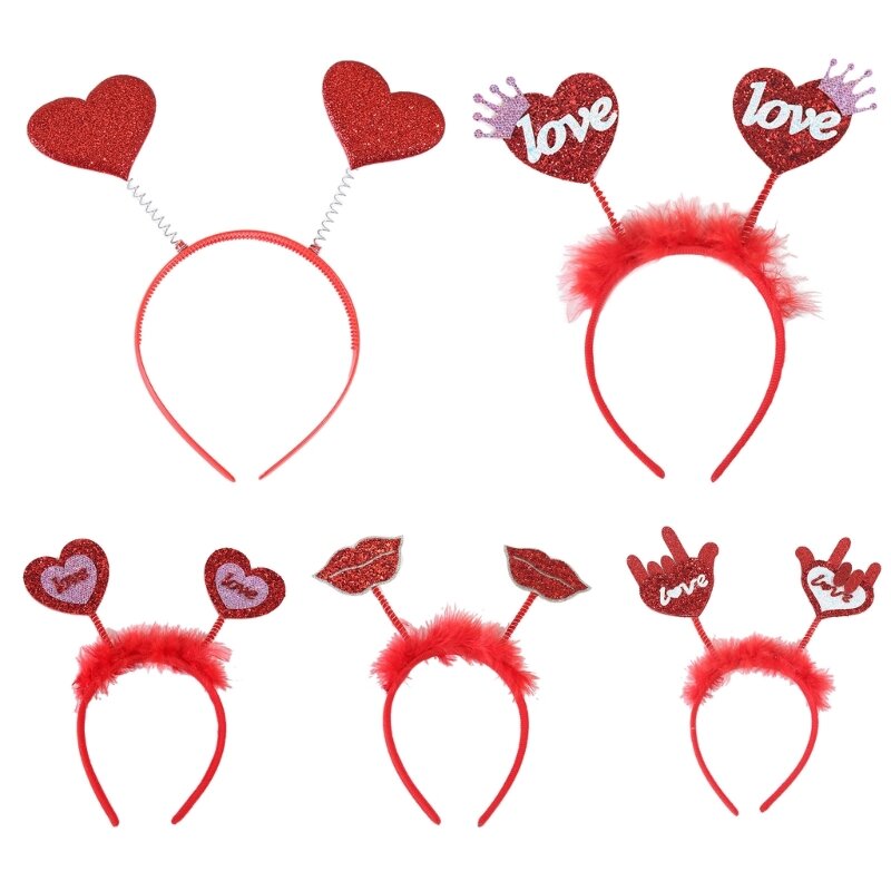 طوق شعر وردي لبيع Pedlar Stall لعصابة رأس على شكل حب في عيد الحب