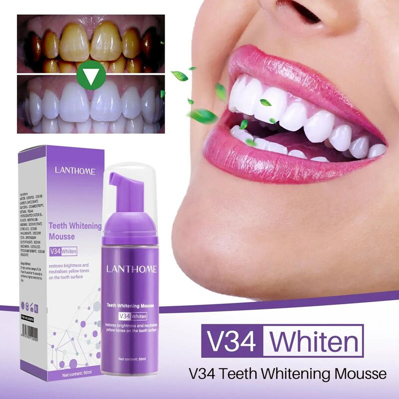 معجون أسنان موس V34 ، معجون أسنان تبييض ، إزالة البقع الصفراء ، نظافة الفم ، 50 مللي ، جديد