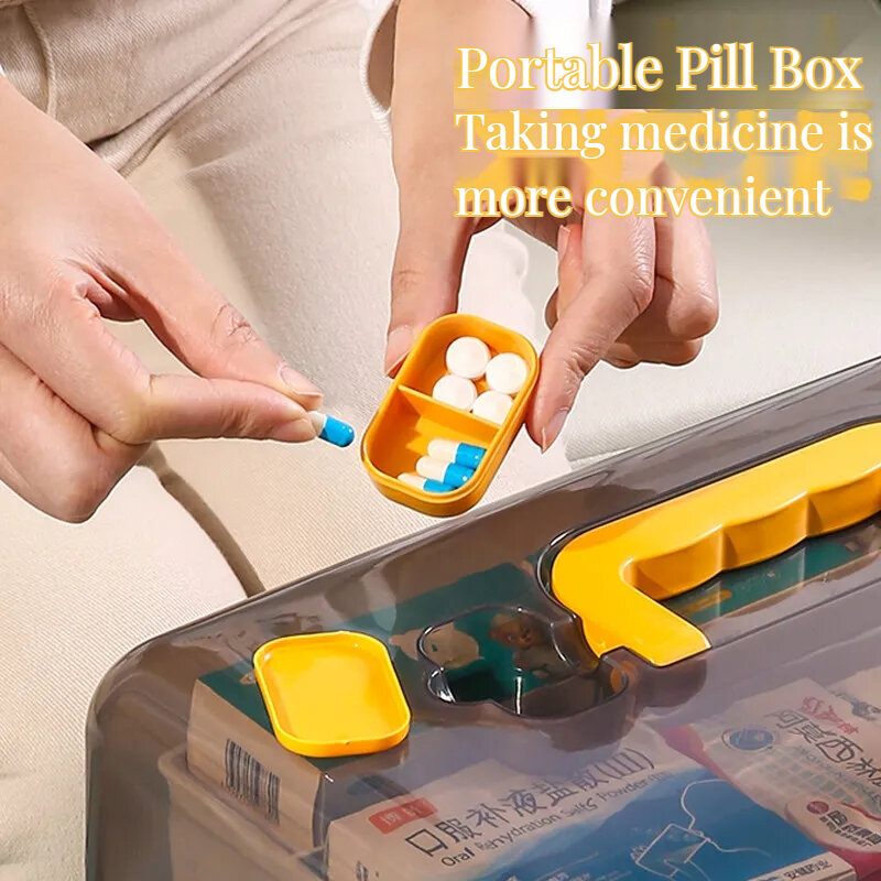 الإسعافات الأولية المحمولة صندوق دواء سعة كبيرة مع مقبض متعددة الوظائف المنزلية مريحة صندوق تخزين مستلزمات طبية