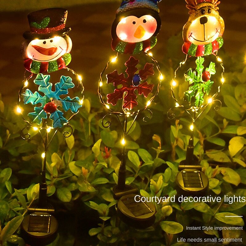 مصابيح توصيل حديد ندفة الثلج بالطاقة الشمسية ، ديكور عيد الميلاد ، منزل مضيء ، في الهواء الطلق ، ديكورات حفلات الأعياد