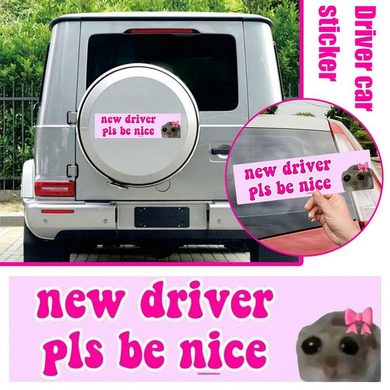 ملصق ميمي مضحك ذاتي اللصق ، علامات أساسية للسائقين المتعلمين ، سائق جديد ، كن لطيفًا