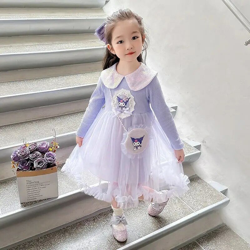 فستان أميرة أنيمي للأطفال ، كم طويل ، كاواي كورومي ، حجاب لطيف ، ملابس الموضة ، سانريوس ، الربيع ، الخريف