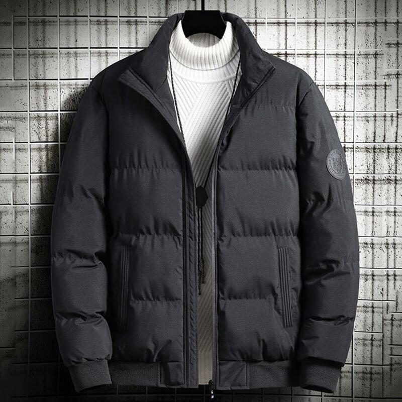 سترة غير رسمية أحادية اللون للرجال ، معطف سميك دافئ ، سترة شتوية ، ياقة ثابتة ، ملابس خارجية ، 2023