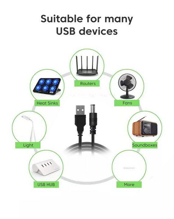 OLAF-USB إلى تيار مستمر كابل الطاقة ، 5 فولت إلى 12 فولت دفعة محول ، 8 محولات ، USB إلى تيار مستمر جاك ، كابل شحن لجهاز التوجيه واي فاي ، مروحة صغيرة ، المتكلم