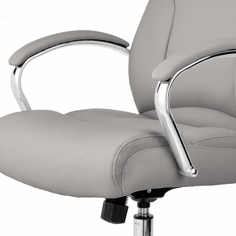 الأساسيات-تنفيذي حديث مع وسادة مقعد كبيرة الحجم ، جلد رمادي مربوط ، سعة 275 رطل ، كرسي "D x" W x"