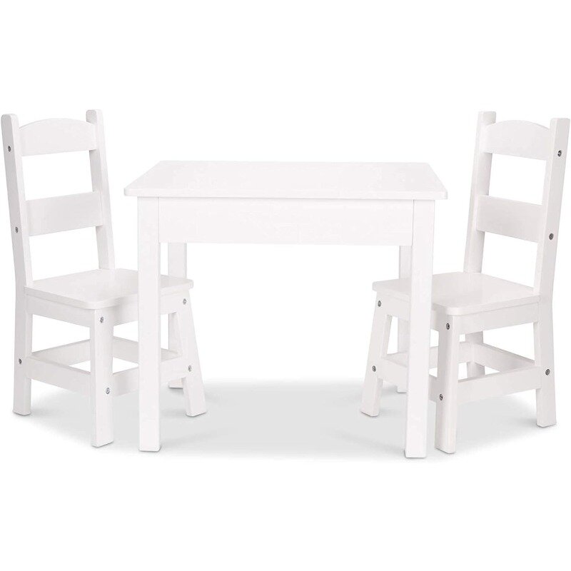 طاولة وكراسي خشبية ، أبيض ، أبيض