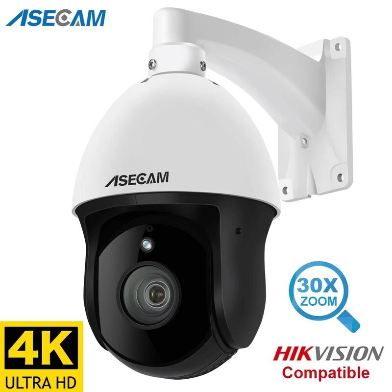 كاميرا أمن خارجية ، 8 ميجابكسل ، 4K IP ، PTZ 30X Zoom ، CCTV Varifocal Onvif ، H.265 قبة ، POE Audio ، IMX415 ، بروتوكول Hikvision