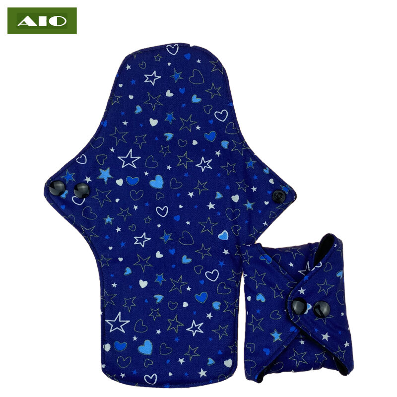 [AIO] الحب قلوب النجوم الأزرق قابل للغسل القطن الحيض طوقا سيدة أمي قابلة لإعادة الاستخدام بعد الولادة لوحة تمريض ماصة النظافة منديل