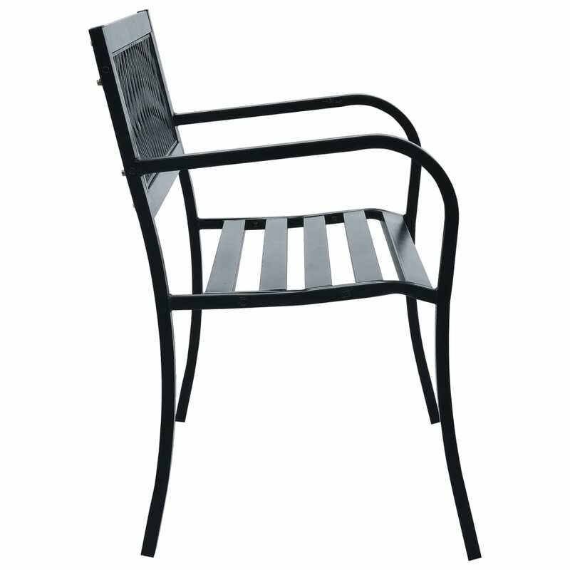 الباحة مقعد 49.2 "x 20.9" x 30.3 "أسود الصلب كرسي للاستعمال في المناطق الخارجية الشرفة الأثاث