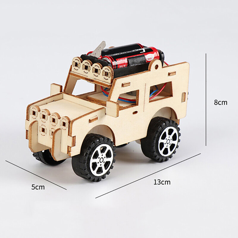 2023 التكنولوجيا الإبداعية gizmo لتقوم بها بنفسك سيارة جيب كهربائية للأطفال العلوم العلوم تجربة السيارة الكهربائية تجميعها عدة خشبية