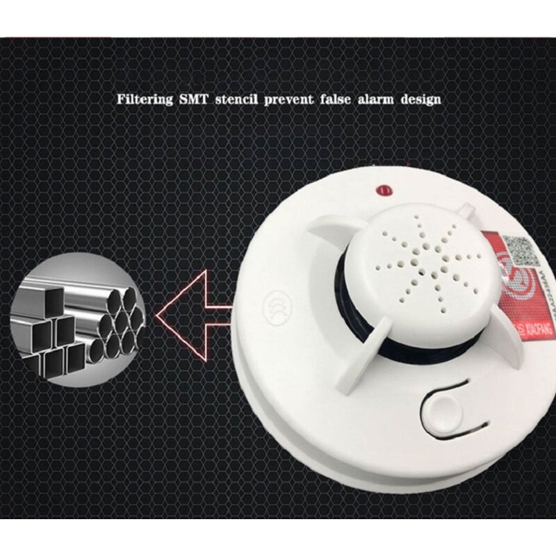 كاشف الدخان إنذار الحريق 9 فولت بطارية تعمل أجهزة إنذار الدخان سهلة التركيب مع ضوء الصوت تحذير النار آمنة