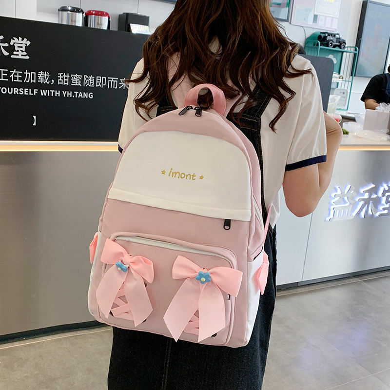 جديد الموضة كلية بنات محمول على ظهره حقيبة مدرسية لطيف قماش المرأة Mochila Kawaii Bookbag الإناث الكتف حقيبة للسفر