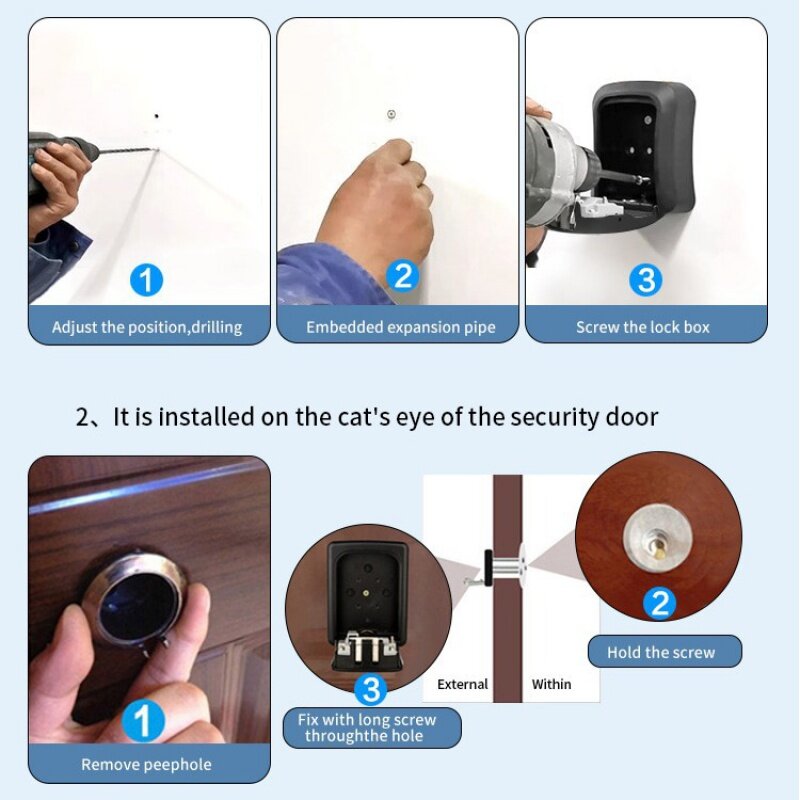 صندوق مفاتيح بصمة الإصبع مثبت على الحائط ، قفل أمان ، بدون مفتاح للمنزل ، المكتب ، صندوق تخزين سري ، منظم آمن