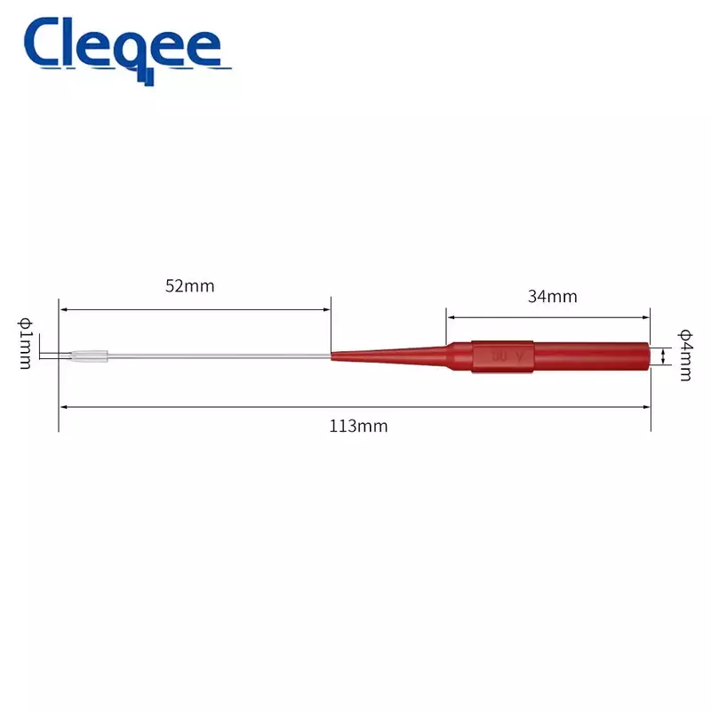 Cleqee-غير مدمرة المقاوم للصدأ ثقب اختبار التحقيق إبرة ، معزول الظهر التحقيق دبوس ، إبرة طويلة ، 4 مللي متر جاك ، P30009 ، 1 مللي متر ، 10 قطعة
