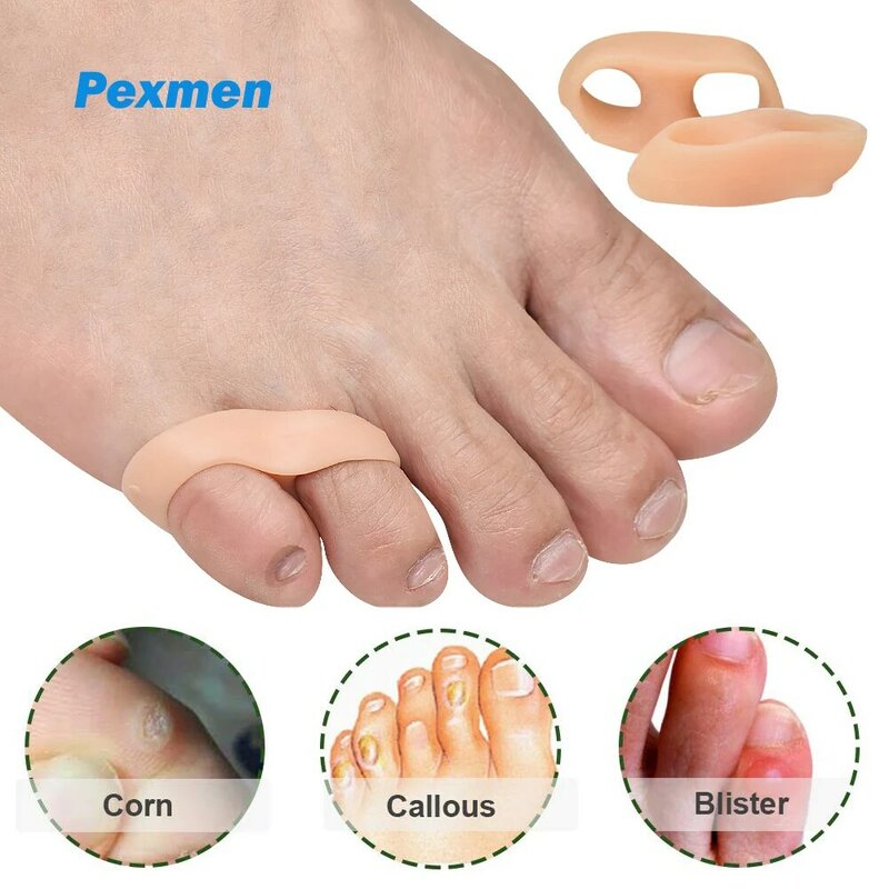 Pexmen 2 قطعة جل بينكي فاصل أصابع القدم قليلا تو فاصل لتداخل تو النسيج بثور الذرة لتخفيف الآلام أداة العناية بالقدم