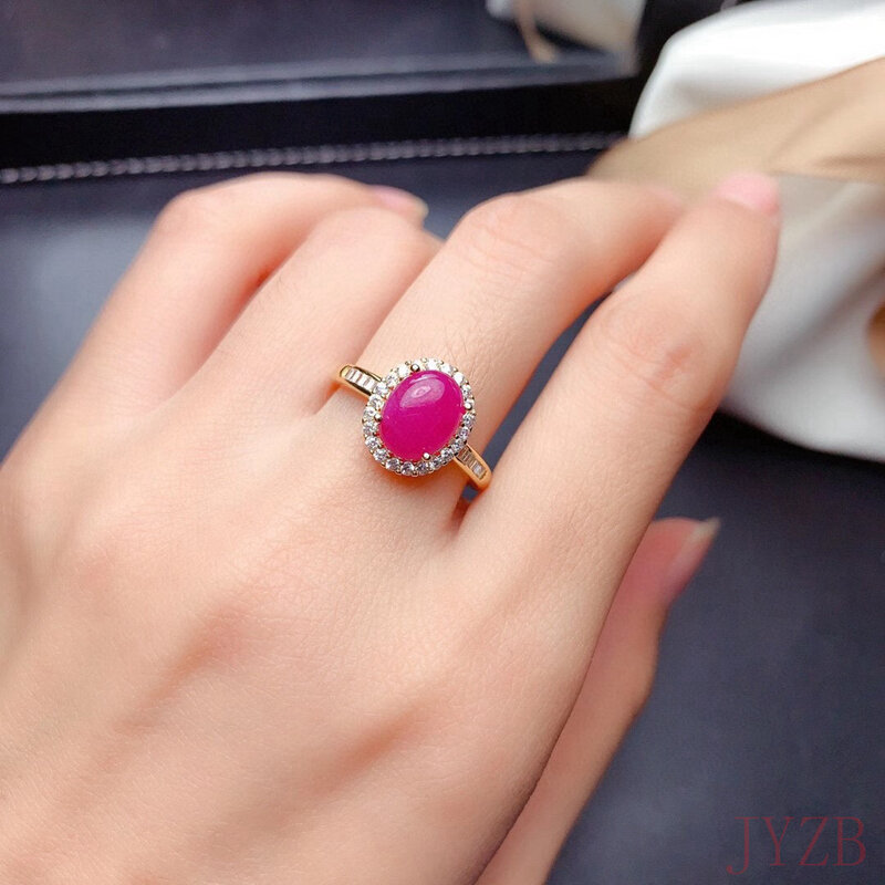 الموضة الطبيعية روبي فضة خاتم سيدة خاتم الزواج الطبيعي الأحمر جوهرة اللون جوهرة خاتم فخم مجوهرات رائعة هدية