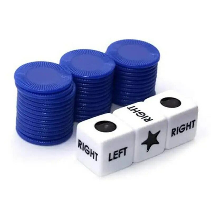 لعبة النرد المركزية اليمينية المبتكرة ، لعبة الطاولة مع 3 النردات ، 24 رقائق ملونة عشوائية ، ليال الأسرة