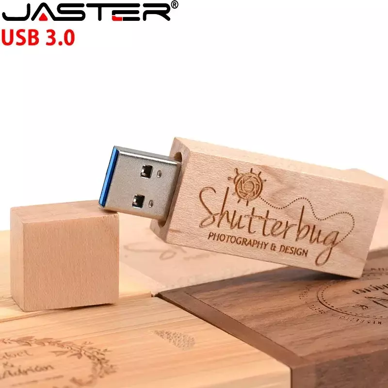 محركات أقراص فلاش USB بشعار مخصص خالية من jaste ، محرك قلم خشبي ، هدية زفاف ، استوديو تصوير ، عصا USB ، 64 جيجابايت ، 32 جيجابايت ، 16 جيجابايت ، GB ، GB