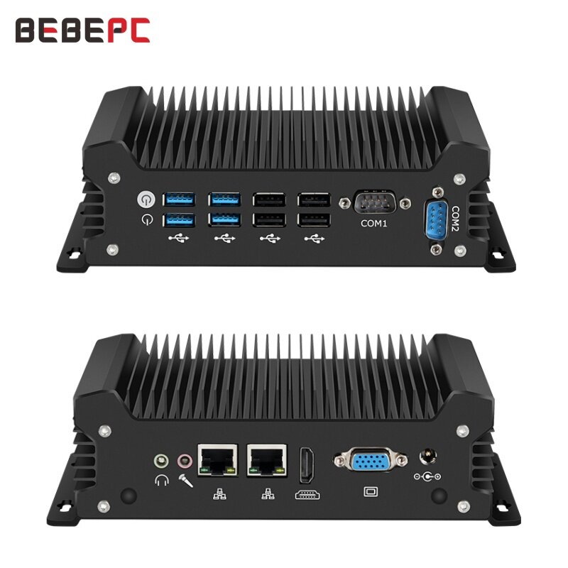 BEBEPC الصناعية كمبيوتر صغير بدون مروحة إنتل كور i5-4278U 8260U 2 LAN 2 COM RS32 سطح المكتب حساب ويندوز 10 برو لينكس واي فاي minipc