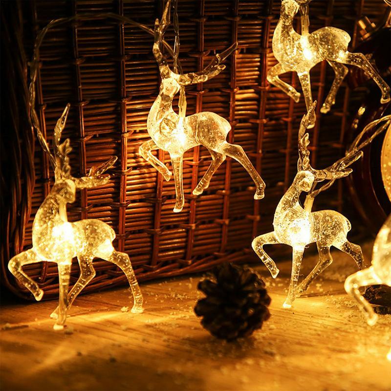 LED عيد الميلاد الغزلان سلسلة أضواء ، بطارية تعمل ، الكريستال الأيائل ، الجنية أضواء للمنزل ، شجرة عيد الميلاد ، ديكور الحفلات ، 1.5 متر