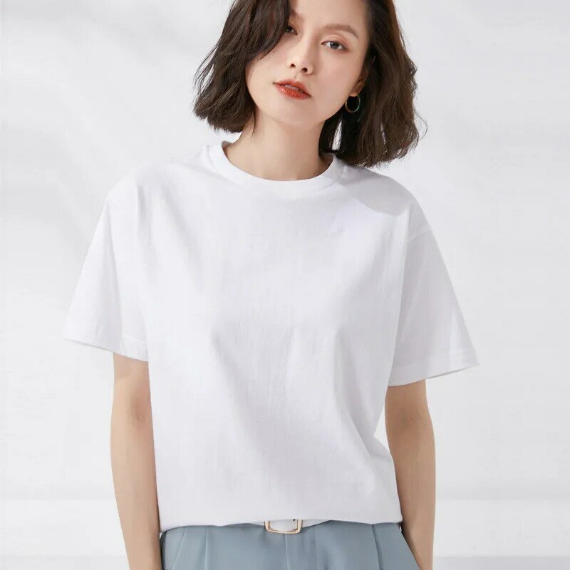 Hot Sale Summer Black Women White Short Sleeve Tshirts Casual Cotton Tshirts Women Shirts