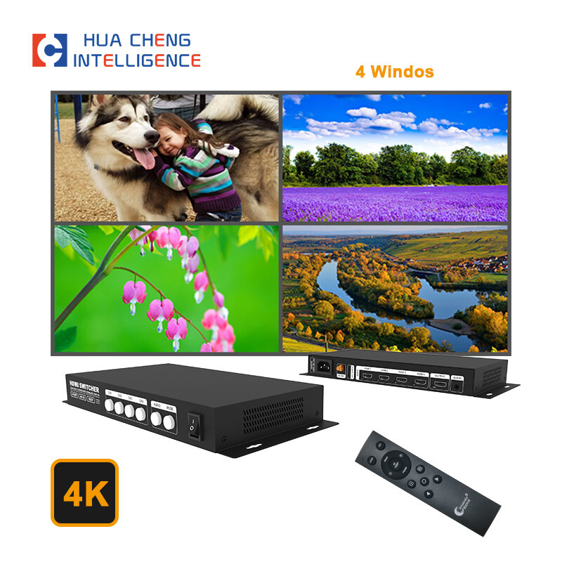 مقسم فيديو ليد متعدد المشاهد ، شاشة LCD بدقة 4K ، H4 ، H9 ، شاشة دقة 4K ، وسائط متعددة ، محول شاشات إعلانية ، صورة 4 في 1