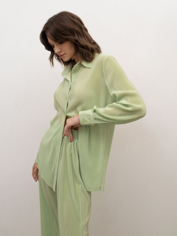 Marthaqiqi-طقم بيجامات خضراء غير رسمية للسيدات ، ملابس نوم بأكمام طويلة ، ياقة مطوية لأسفل ، فساتين نوم ، بنطلون ، بدلة من قطعتين