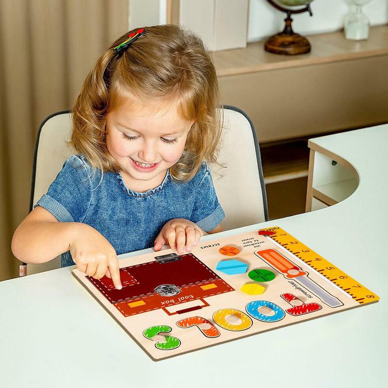 لغز خشبي مونتيسوري للأطفال ، شكل تفاعلي ، تعلم اللون ، مقبض ، تنسيق العين اليدوية ، ألعاب التنمية ، 1