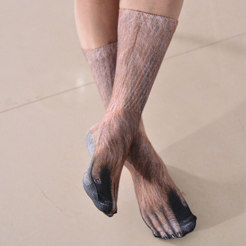 ثلاثية الأبعاد محاكاة الحيوان القط القدم الجوارب للجنسين مضحك القطن الجوارب الطويلة موضة ليوبارد النمر Harajuku عيد الميلاد الأوسط أنبوب جورب