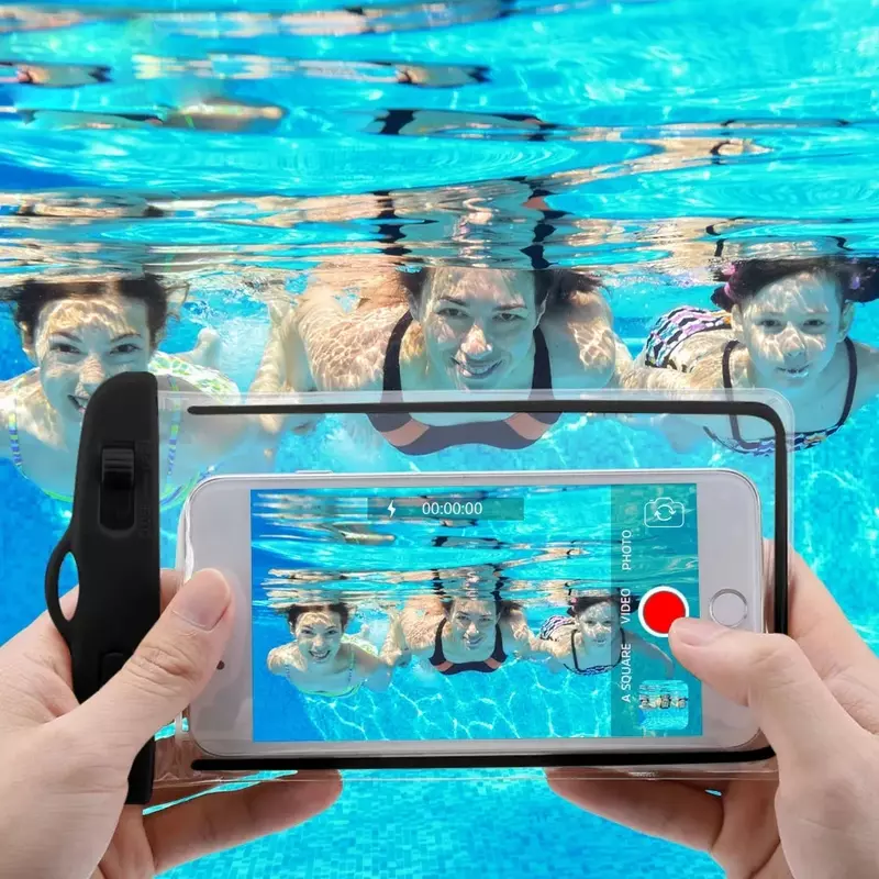 شفافة شاشة تعمل باللمس قضية الهاتف المحمول ، مضيئة كيس مقاوم للماء ، بولي كلوريد الفينيل ، السباحة في الهواء الطلق والتجديف