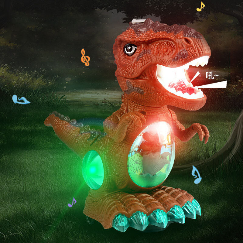 لعبة الديناصور الجوراسي بالرش الكهربائي للأطفال نموذج محاكاة حيواني الديناصور ريكس للمشي مع موسيقى خفيفة هدايا الأولاد والرضع