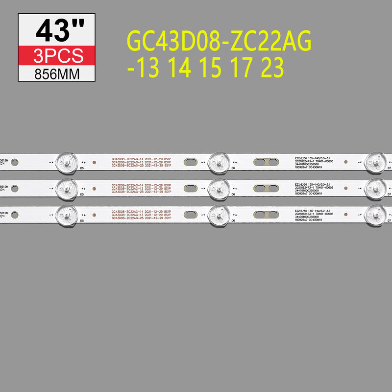 شريط LED لسامسونج ، GC43D08-ZC22AG-17 ، 303GC430044 ، Un43j5200af ، UN43N5300AF ، UE43J5272AU ، BOEI430WU1 ، UE43J5202 ، HV430FHD-NLA