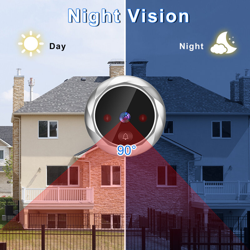 Wsdcam 2.8 بوصة LCD الرقمية ثقب الباب الجرس 90 درجة باب العين باب المشاهد كاميرا للرؤية الليلية صور باب الدائري مراقب