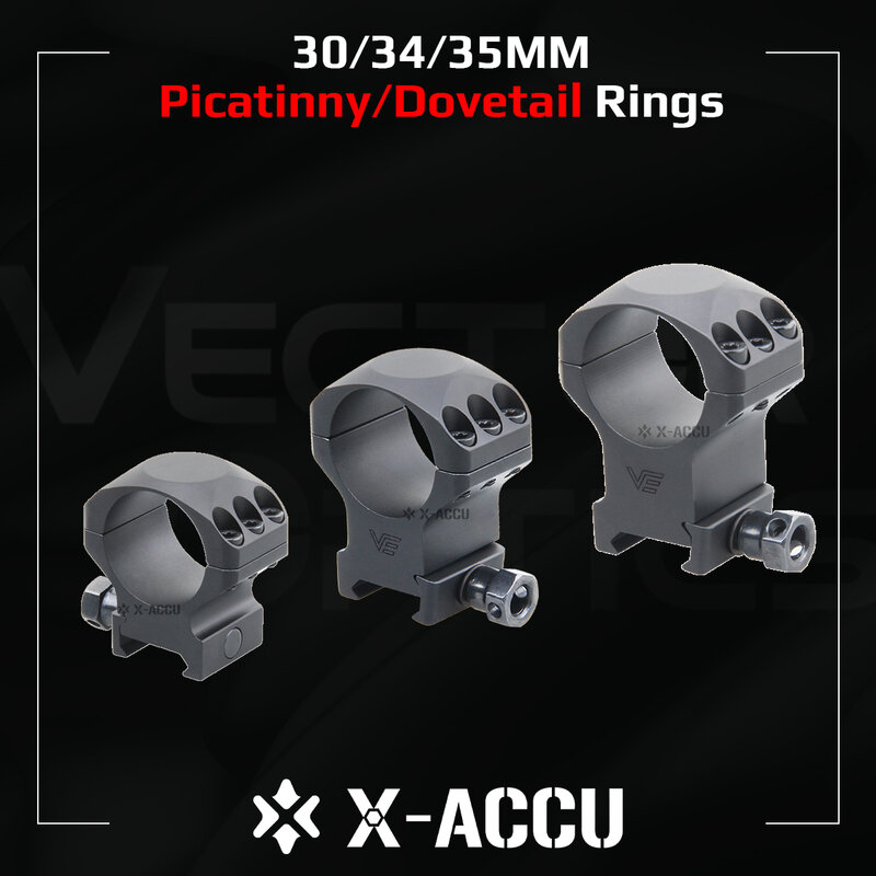 حلقات تركيب Vector Optics X-ACCU 1 بوصة 25.4/30/34/35 ملم منخفضة/متوسطة/عالية Picatinny/Dovetail لبندقية بقاعدة 20/11 ملم