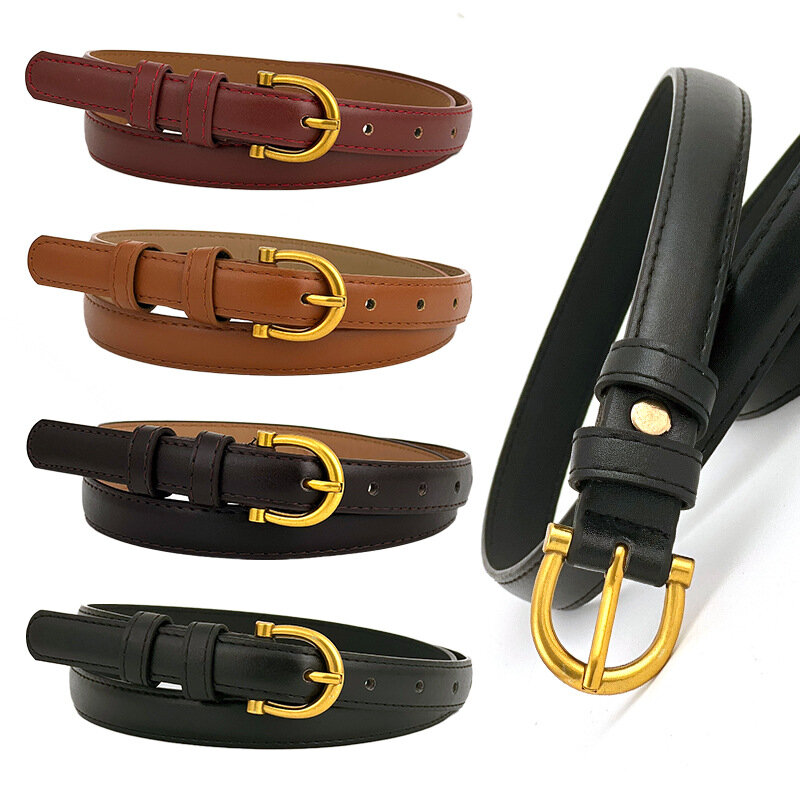 حزام رفيع من سبيكة عتيقة Maikun ، حزام صغير أسود بسيط ، حزام جينز متعدد الاستخدامات