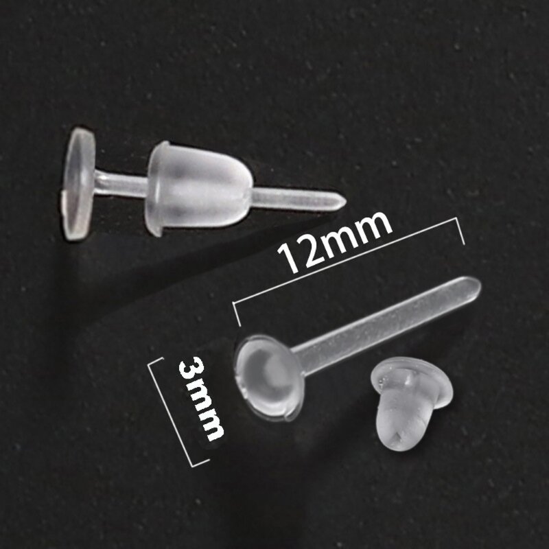 100 مجموعة من أعمدة القرط البلاستيكية وظهرها للقرط الرياضي غير المرئي للأذن الحساسة