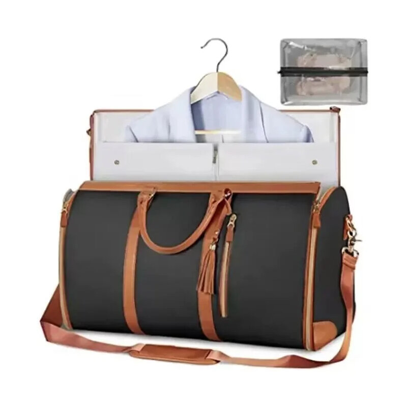 حقيبة ملابس من الجلد الصناعي بأحرف مخصصة للنساء ، سعة كبيرة ، حقيبة بدلة من المطر قابلة للطي ، حقائب سفر متعددة الاستخدامات كاجوال ، أزياء