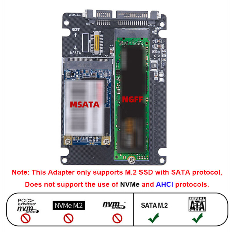 M.2 NGFF SSD MSATA بروتوكول إلى المنفذ التسلسلي الخارجية المدمج في صندوق قرص صلب Msata إلى Sata 3 3.0 تبديل القرص المزدوج مع التبديل